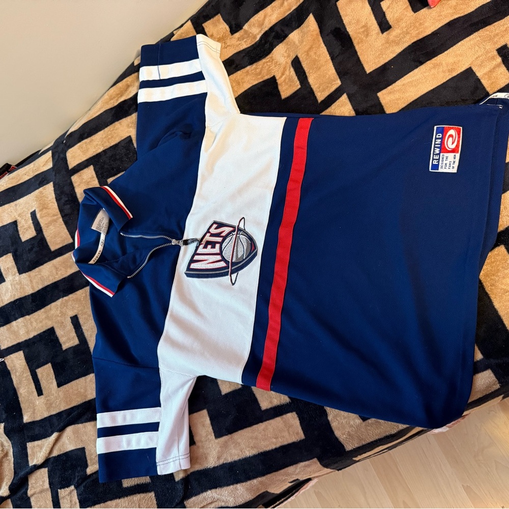 VINTAGE (90’s) NEW JERSEY NETS WARM UP JERSEY HALF ZIP